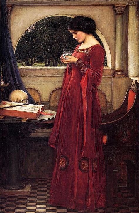 John William Waterhouse - The Crystal Ball - John William Waterhouse - Wikimedia Commons Waterhouse Paintings, John Waterhouse, Giovanni Boldini, Pre Raphaelite Brotherhood, Pre Raphaelite Art, Istoria Artei, John Everett Millais, John William Waterhouse, Lily Evans