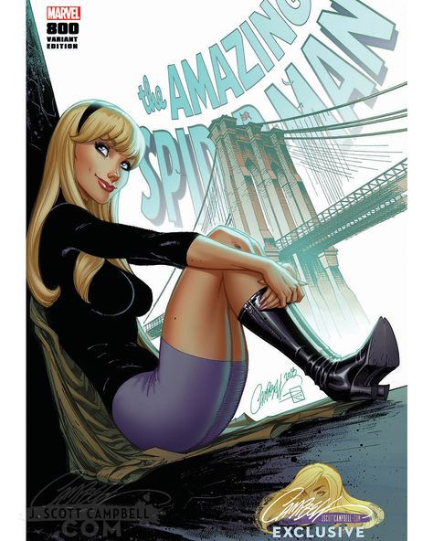 ☂️And now we’ve reached the 6th of 8 different and unique covers for The AMAZING SPIDER-MAN #800 featuring Peter’s first love Gwen Stacy and a glimpse of the tragedy that awaits her... Pre-Sales launching this coming Saturday 5•5•18 ONLY at jscottcampbell.com ! With gorgeous coloring by @sabine_rich ⏪Swipe⏪ to see some cool behind the scenes WIP shots of the art that went into the making of this cover and a sneak peek at the next cover reveal! And be sure to sign up for my VIP mailing list on J. Scott Campbell, Gwen Stacy Comic, The Amazing Spiderman, J Scott Campbell, Univers Marvel, Scott Campbell, The Amazing Spider Man, Spider Girl, Amazing Spider Man