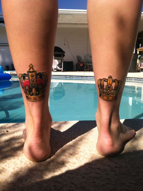 King and queen crown #crown #ink #tattoo #kingandqueencrowtattoo #kingqueen Matching Crown Tattoos, Paw Print With Crown Tattoo, Crown Matching Tattoos, Tattoo Ideas Crown Queen, Couple Tattoos King And Queen Crowns, King And Queen Crowns, Queen Crown, Kings Crown, King Queen