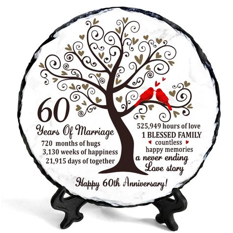 PRICES MAY VARY. Elegant 60th Anniversary Gift: Celebrate 60 years of love with this beautifully designed slate plaque. Ideal for 60th wedding anniversary gifts for parents and couples, marking a milestone of lifelong commitment. Heartfelt and Inspirational Design: Featuring a touching message and artistic design, this plaque commemorates 60 years of marriage with style. A beautiful addition to any home decor. High-Quality Craftsmanship: Made from premium slate, this plaque is durable and built 60 Anniversary Decorations, 60 Anniversary, 60th Wedding Anniversary Gifts, Happy 60th Anniversary, 60th Anniversary Gifts, 65th Wedding Anniversary, 55th Wedding Anniversary, 60th Wedding Anniversary, Diamond Wedding Anniversary