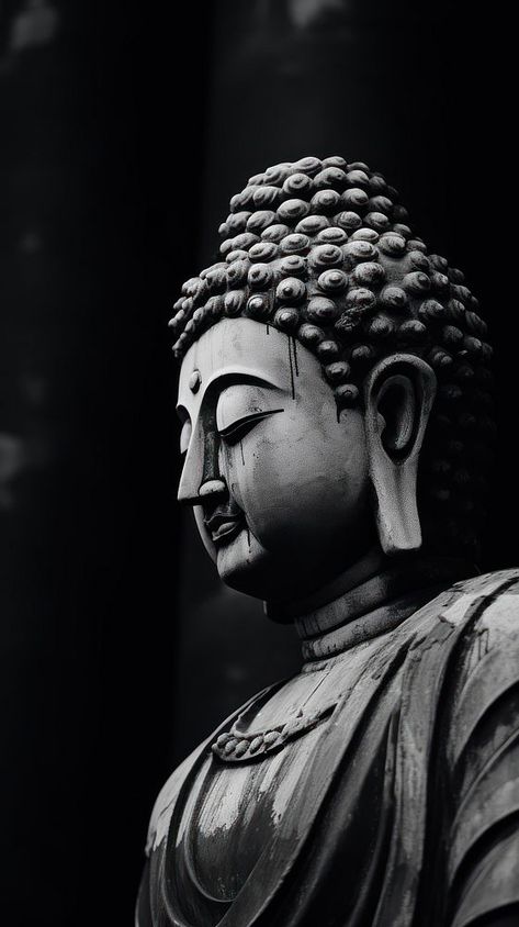 Photography of Buddhist statue black art representation. | premium image by rawpixel.com Black Buddha Wallpaper, Buddha Black And White, Black And White Buddha, Dark Buddha, Wallpaper Buddha, Iphone Wallpaper Dark, Buddha Wallpaper, White Buddha, Black Buddha