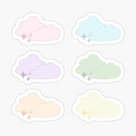 Cute Clouds, Cloud Stickers, Pastel Clouds, Phone Water, Clouds Design, Aesthetic Stickers, Water Bottle, Pastel, Laptop