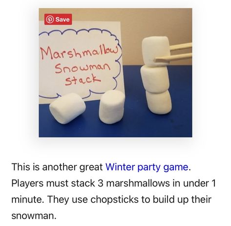 Marshmallow Snowman Stack Game, Winter Party Games, Stack Game, Marshmallow Snowman, Reindeer Games, Employee Appreciation Gifts, Winter Party, Christmas Party Games, Chopsticks