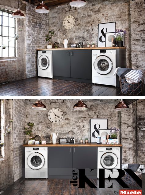 Easily create an industrial look in your utility room by adding a touch of chrome and edgy accessories. Industrial Utility Room Ideas, Industrial Laundry Room, Utility Room Ideas, Portugal Design, Boot Room Utility, Industrial Laundry, Mad About The House, Laundry Room Layouts, Room Layouts