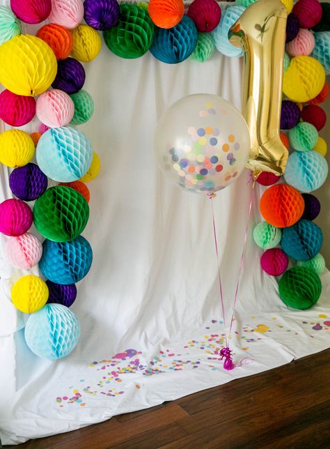 First Birthday Brunch, Confetti Theme, Confetti Birthday Party, Confetti Sprinkles, Colorful Birthday Party, Ball Birthday, Confetti Birthday, Party Projects, Rainbow Birthday Party