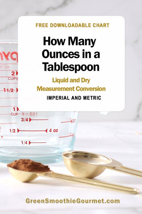 How many ounces in a tablespoon? The answer is there are 0.5 fluid ounces in a tablespoon. Learn how to convert this further and grab my free kitchen conversion chart. Tablespoon Conversion, Kitchen Conversion Chart, Measurement Conversion Chart, Cooking Conversions, Conversion Chart Kitchen, Measurement Conversions, Kitchen Measurements, Kitchen Conversion, Digital Kitchen Scales