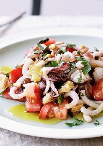 Calamari Salad, Octopus Salad, Octopus Recipes, Calamari Recipes, Squid Recipes, Sea Food Salad Recipes, Sicilian Food, Seven Fishes, Seafood Entrees