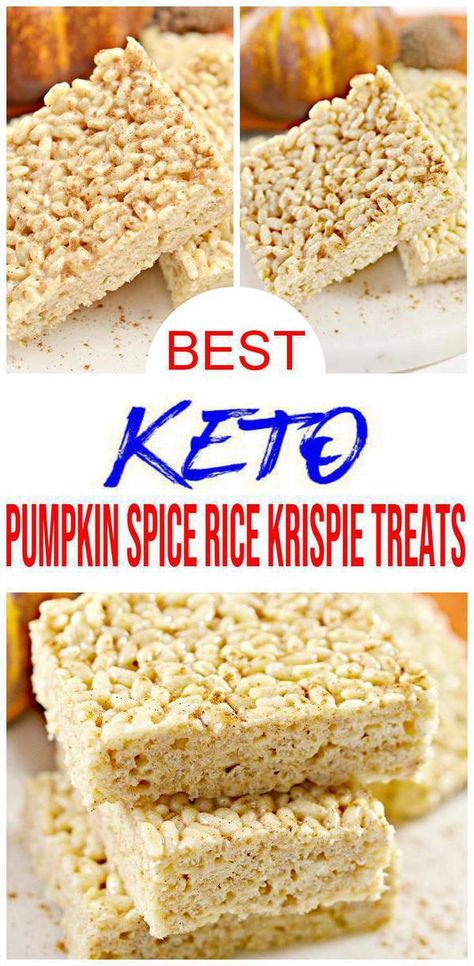 Pumpkin Pumpkin - It's that time of the year. Make keto pumpkin spice Rice Krispies. Enjoy easy low carb recipe for yummy cereal bars. Homemade keto pumpkin spice Rice Krispies treats kids & adults love. Enjoy Fall food pumpkin recipe today perfect for ketogenic diet. Enjoy for Halloween parties, Thanksgiving desserts or Christmas food. DIY pumpkin spice Rice Krispies u can enjoy w/ a pumpkin spice latte, hot chocolate or coffee. See more keto pumpkin recipes at KimpsiredDIY #pumpkin #fallfood Pumpkin Spice Rice Krispie Treats, Keto Rice, Pumpkin Recipes Keto, Pumpkin Rice Krispie Treats, Pumpkin Rice, Lunch Keto, Low Carb Rice, Muffins Breakfast, Krispie Treats Recipe