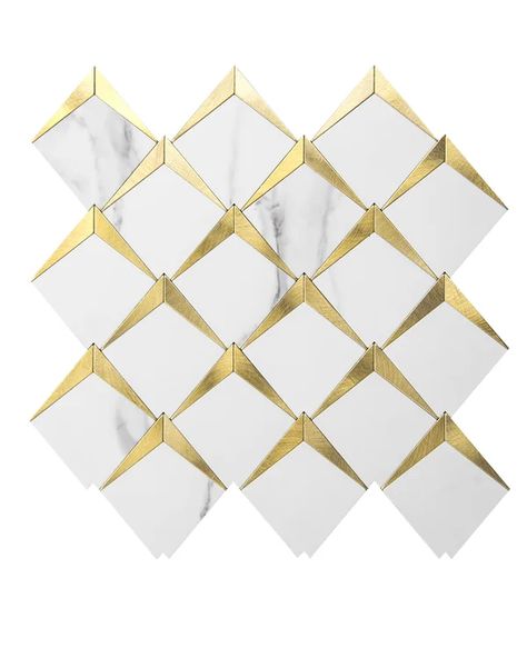 12" W x 12"L Metal Peel and Stick Mosaic Tile Porcelain Tiles Kitchen, Dynamic Aesthetic, Backsplash For Kitchen, Metal Element, Space Division, Stick Tile Backsplash, Peel Stick Backsplash, Gold Tile, Metallic Backsplash