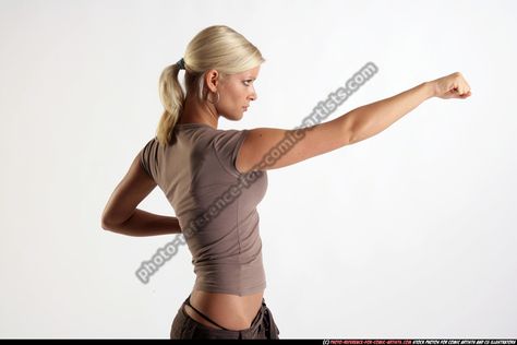 PUNCH FRONT FEMALE Jpg Throwing Up Reference, Action Pose Reference, Female Pose Reference, Human Anatomy Drawing, Standing Poses, Body Reference Poses, Body Reference, Character Poses, Human Anatomy