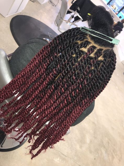 Red And Black Twists, Red Ombre Passion Twists, Red Sengelese Twist, Ombre Marley Twists, Marley Twists Styles, Copper Marley Twists, Red Marley Twists, Burgundy Marley Twists, Braids Senegalese Twists