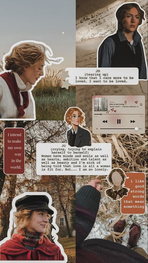 Jo March I Care More To Be Loved, Jo March Poster, Jo March Aesthetic Wallpaper, Little Women Phone Wallpaper, Jo Little Women Aesthetic, Little Women Poster Aesthetic, Character Moodboard Aesthetic, Little Women Quotes Movie, Jo March Wallpaper