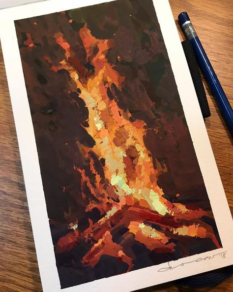 Jeremy Duncan on Instagram: “7x4” gouache on paper  #painting #paint #gouache #art #fineart #artist #sketch #study #color #fire #camping #color #outdoors #flame #burn…” Paint Gouache, Paper Fire, Sketch Study, Glow Paint, Fire Painting, Painting Gouache, Gouache Art, Paper Painting, Paint Painting