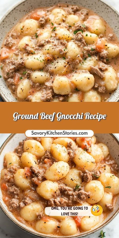 Searching for a unique way to enjoy ground beef? Try this Ground Beef Gnocchi Recipe that brings a delightful twist to your dinner table. It’s not only easy to make, but it’s also packed with flavor! Be sure to save it for future meals! Ground Beef And Gnocchi, Ground Beef Gnocchi, Beef And Gnocchi, Beef Gnocchi, Creamy Ground Beef, Unique Dinner, Gnocchi Recipe, Creamed Potatoes, Gnocchi Recipes