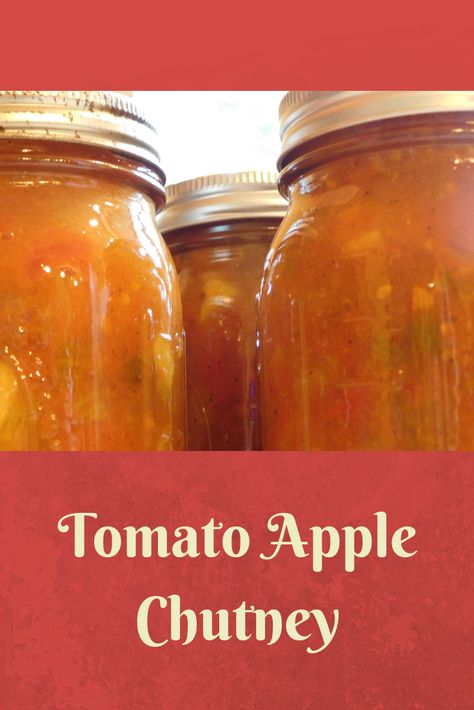 Tomato apple chutney is a great condiment to use in place of ketchup.  It's great with roasted meats and spread on sandwiches. Tomato And Apple Chutney Recipes, Tomato Apple Chutney, Apple Ketchup Recipe, Tomato Ketchup Recipe, Apple Chutney Recipe, Canning Apples, Homestead Recipes, Chili Sauce Recipe, Apple Chutney