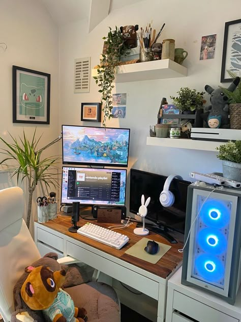 Design Gaming Room, Gamers Aesthetic, Gamer Room Design, Aesthetic Gaming, Aesthetic Game, Gaming Aesthetic, Room Gaming, Games Aesthetic, Game Designer