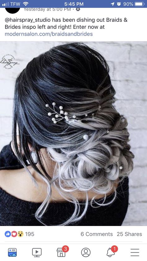 Hairstyles Volume, Hairstyles Ombre, Low Updo, Gothic Bride, Gothic Hairstyles, Goth Hair, Ombre Wedding, Goth Wedding, Dark Wedding