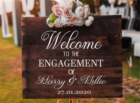 Personalised Wedding engagement names date Party Welcome sign name mirror board wall Art Vinyl Decal Welcome To Our Engagement, Wedding Ceremony Signs, Signs Wedding, Personalized Wedding Sign, Our Engagement, Custom Wedding Signs, Floor Decal, Engagement Party Decorations, Wedding Posters