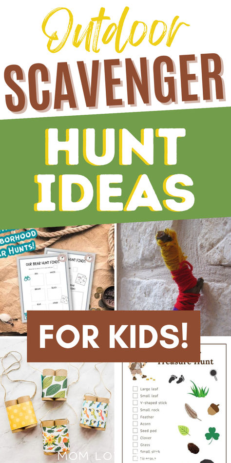 Collage of outdoor scavenger hunt ideas for kids. Summer Scavenger Hunt For Kids, Spring Nature Activities For Kids, Toddler Scavenger Hunt Outdoor, Summer Nature Activities For Kids, Hiking Activities For Kids, Diy Scavenger Hunt For Kids, Outside Scavenger Hunt For Kids, Outdoor Kindergarten Activities, Outdoor Scavenger Hunt Ideas For Kids