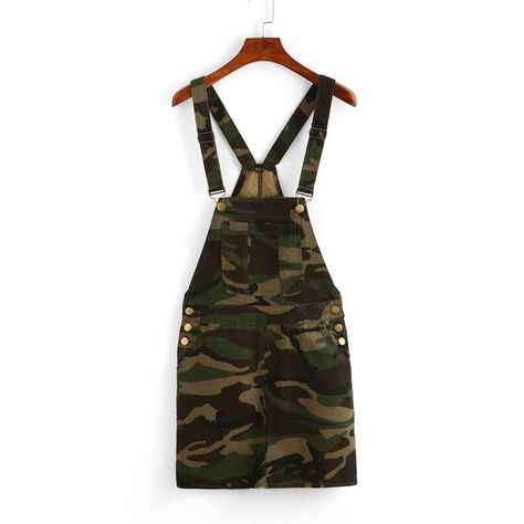 Camouflage Print Pinafore Dress ($16) ❤ liked on Polyvore featuring dresses, green, sleeveless dress, print dress, denim shift dress, short dresses and sleeveless shift dress Camouflage Dresses, Camo Dresses, Green Sleeveless Dress, Camouflage Dress, Short Shift Dress, Dresses Brown, Denim Pinafore Dress, Denim Pinafore, Camouflage Outfits