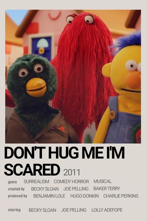 Don't Hug Me I'm Scared show title with light, blank background, a release year of 2011, genres listed with actors involved Dont Hug Me I’m Scared Poster, Dhmis Missing Poster, Dhmis Merch, Dont Hug Me I’m Scared, Dhmis 4, Dhmis Wallpaper, Becky Sloan, Hug Me Please, Don't Hug Me I'm Scared Fanart