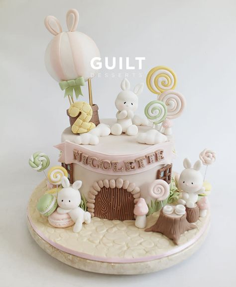 Cute bunnies by Guilt Desserts Kue Disney, Bunny Birthday Cake, Baby Shower Cupcakes For Girls, Easter Bunny Cake, Rabbit Cake, Fondant Baby, Cute Bunnies, ดินปั้น Polymer Clay, Bunny Cake