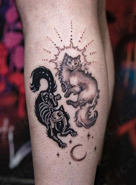 Waist Tattoo, Font Tato, Lower Leg Tattoos, Cat Tattoo Simple, Tato Minimal, Black Cat Tattoos, More Tattoo, Rabbit Tattoos, Cat Tattoo Designs