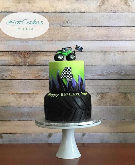 Monster Jam Birthday Cake Ideas, Monster Truck Treats, Monster Jam Cakes For Boys, Grave Digger Birthday Cake, Truck Birthday Cake Ideas, Grave Digger Cake, Monster Jam Birthday Cake, Monster Truck Theme Birthday Party, Monster Jam Cake