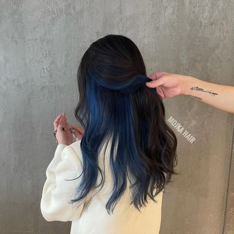 Blue Hair Underneath, Under Hair Dye, Under Hair Color, Hair Dyed Underneath, Blue Hair Highlights, Hidden Hair Color, Hair Color Underneath, Peekaboo Hair, Patina Copper