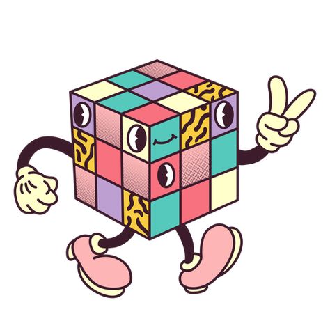 Cartoon Png, Photoshop Tutorial Design, Retro Cartoon, Cartoons Png, Cube Design, Rubik's Cube, Retro Cartoons, Png Design, Design Tutorials