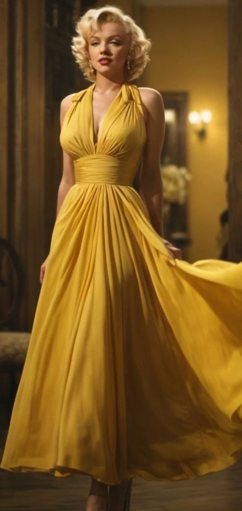 Marilyn Monroe Formal Dresses, Iconic Yellow Dress, Marilyn Monroe Iconic Dress, Marylin Monroe Outfits, Iconic Dresses Of All Time, Marylin Monroe Dress, Marilyn Monroe Outfits, Short Yellow Dress, Cocktail Dress Elegant