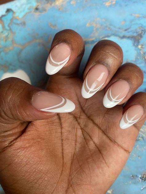 French Tip Nails Double Line, French Dip Nails, Almond French Tips, Honeymoon Nails, White Tip Nail Designs, Engagement Nails, White Tip Nails, Almond Acrylic, Real Nails