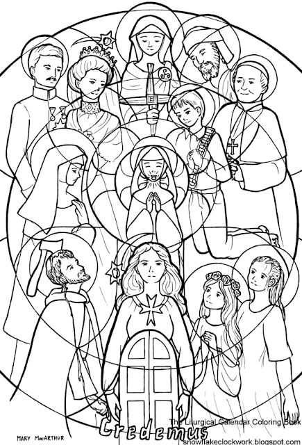 Snowflake Clockwork: All Saints and All Souls All Saints Clothing, Football Coloring Pages, Saint Coloring, Saints Days, All Souls Day, Bible Verse Coloring, Cartoon Disney, Coloring Pages Free Printable, Bookmarks Kids