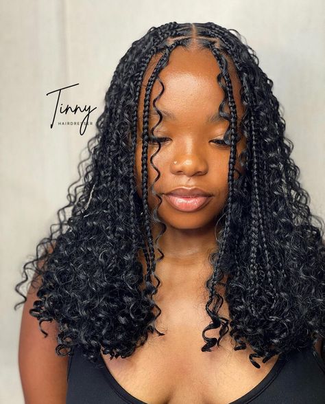 Notlessbox Boho Braids, Black Ppl Hairstyles Braids, Graduation Hairstyles Braids Black, Hoco Hairstyles Black Women Braids, Black Female Braids Hairstyles, Chest Length Box Braids, Braids For Square Face Shape, Boho Braid Hairstyles For Black Women, Short Brown Braids With Curls