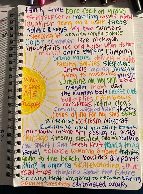 Stuff That Makes Me Happy, Happiness Journal Ideas, Things That Makes Me Happy Journal, Cute Easy Journal Ideas, Worry Journal Ideas, Teenage Journal Ideas, Things That Make Me Happy Journal Page, Things That Make Me Happy List Journal, Happy Journal Prompts