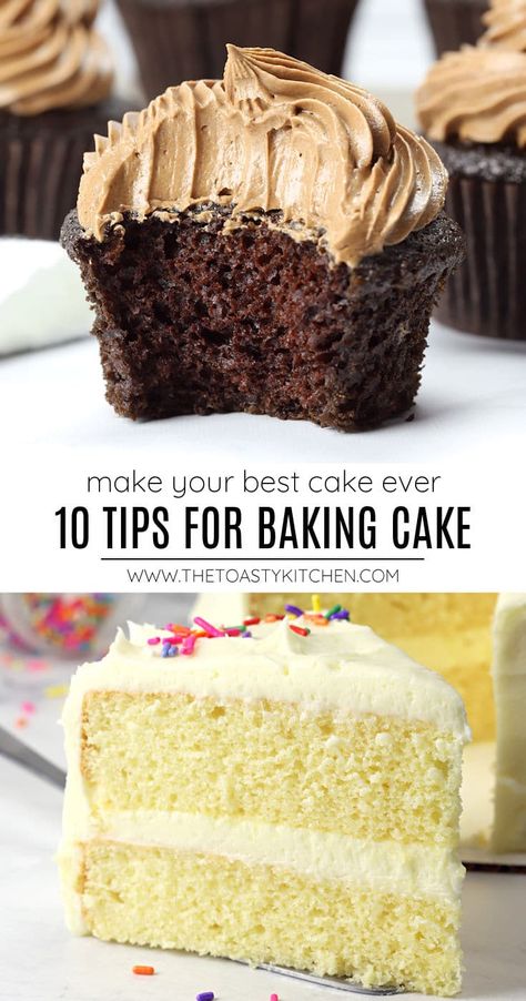 10 tips for baking cake by The Toasty Kitchen. Want to know the secrets to baking the perfect cake? Today I'm sharing my favorite 10 tips for baking cake. Whether you're a beginner baker or looking to fine-tune your skills, these tips will help you make a moist and perfectly baked cake (or cupcakes)! #tipsforbakingcake #bakingcake #tipsforbaking #homemadecake #cupcakes Cake Chart, Beginner Baker, Best Cake Ever, Baked Cake, Baking Secrets, Special Cakes, Baking Company, Easy Homemade Recipes, Cake Tasting