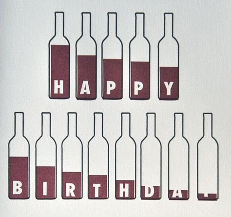 Stationery A – Z: Birthday Cards for the Guys Letterpress Birthday Card, Wine Birthday Cards, Happy Birthday Wine, Wine Birthday, Birthday Wine, Birthday Card Design, Personalized Letters, Bottle Of Wine, Happy Birthday Images