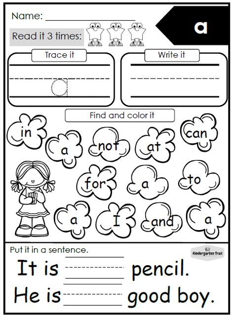 FREE Printable Pre K sight word worksheet, "a" Sight Words Pre K, Sight Words Preschool Worksheets, Sight Word For, Sight Word Reading Free Printable, Kindergarten Sight Word Activities Worksheets Free Printable, Site Words Kindergarten Printables Free, Sight Word Worksheets Free Preschool, Sight Word Worksheets Free Printables, Free Sight Word Printables