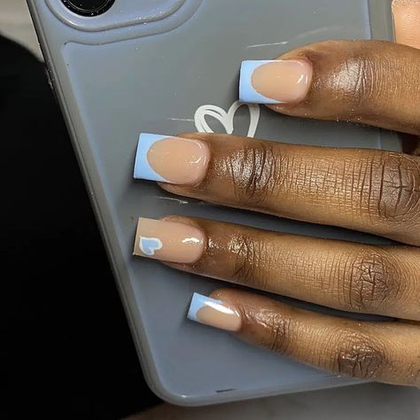 70 Stylish Summer Nails You Want to Copy This Year Baddie Nail Short, Baby Blue Tip Nails, Simple But Cute Nails Acrylic Short, Baby Blue Acrylic Nails Coffin, Cute Short Nail Sets Blue, Baby Blue Short Acrylic Nails, Shorties Nails Blue, Short Blue French Tips, Baby Blue Acrylic Nails Short