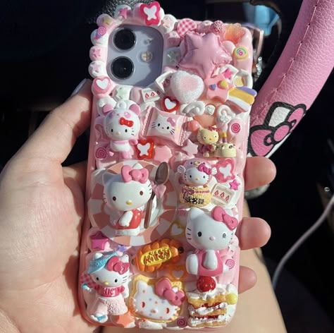 Hello kitty phone case Hello Kitty Decoden Phone Case, Decoden Phone Case Sanrio, Clay Phone Case, Sanrio Phone Case, Jelly Phone Case, Decoden Phone Cases, Decoden Diy, Decoden Case, Please Text Me