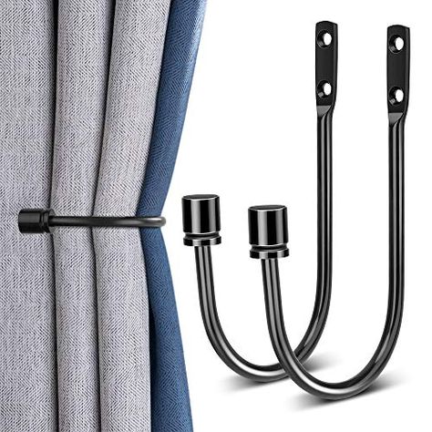 Curtain Tie Back Ideas, Blinds Modern, Curtains Holder, Curtain Wall Hooks, Modern Sheer Curtains, Drapery Holdbacks, Curtain Tie Back Hooks, Curtain Holdbacks, Plain Curtains