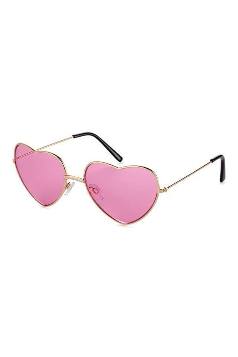 H&M Heart-shaped Sunglasses - Gold-colored/pink - Women Heart Shaped Glasses, Metal Frame Glasses, High Fashion Accessories, Heart Glasses, Cute Sunglasses, Shaped Sunglasses, Cute Glasses, Fashion Eye Glasses, Aviator Sunglasses Mens