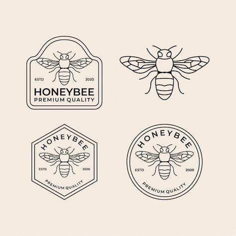 Honey Bee Labels, Logo Bee, Bee Icon, Honey Logo, Honey Label, Logo Flower, Honey Brand, Honey Packaging, Vintage Logos