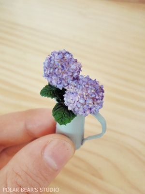 miniature Hydrangea Dollhouse Garden, Miniature Flowers, Mini Flowers, Miniature Plants, Miniature Rooms, Mini Plants, Miniatures Tutorials, Miniature World, Miniature Crafts