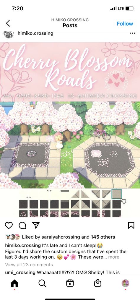 Acnh Cherry Blossom Path Designs, Acnh Sakura Code, Orchard Design, Acnh Paths, Acnh Design, Acnh Codes, Path Design, Acnh Inspo, Dinner Party Recipes