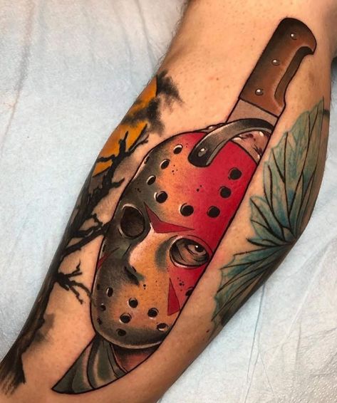 Scary Tattoo Ideas, Horror Tattoo Ideas, Friday The 13th Tattoo, Horror Movie Tattoos, Monster Tattoo, Girl Back Tattoos, 13 Tattoos, Movie Tattoo, Movie Tattoos