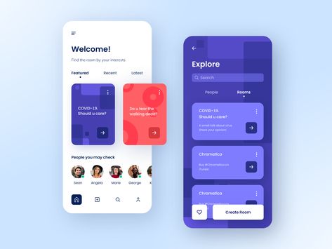 Mobile Chat App, Dashboard Mobile, Mobile App Templates, Mobile Application Design, Ux Mobile, Mobile App Design Inspiration, Social Web, App Template, App Design Inspiration