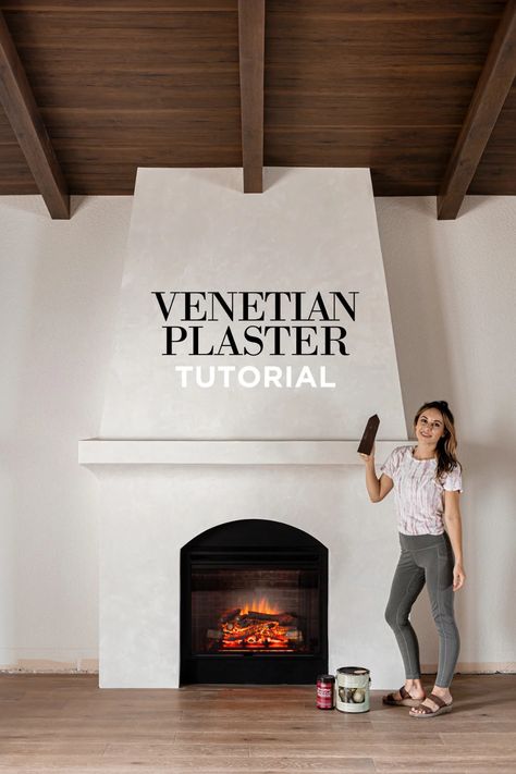 Plaster Fireplace Ideas, Diy Plaster Fireplace, Plaster Fireplace, Boring Bedroom, Stucco Fireplace, Jenna Sue Design, Venetian Plaster Walls, Jenna Sue, Diy Plaster