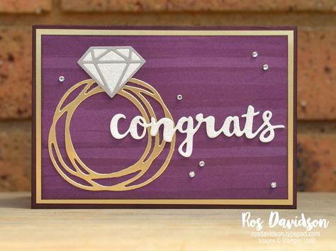 Stampin' Up! Die Cut Engagement Card Engagement Cards Handmade, Engagement Anniversary Card, Wedding Shower Cards, Engagement Card, Bridal Shower Cards, Congrats Card, Wedding Anniversary Cards, Card A, Womens Clothes