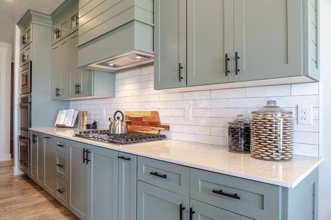 Silver Gray Green Cabinets Chimney In Kitchen, Coastal Kitchen Cabinets, Most Popular Kitchen Cabinet, Popular Kitchen Cabinet, Kitchen Cabinets Color Combination, Kitchen Color Trends, Top Kitchen Cabinets, Best Kitchen Colors, Kitchen Cabinet Color Ideas